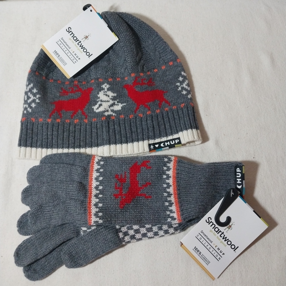 SMARTWOOL Chup Kaamos Beanie & Gloves Gray Heather